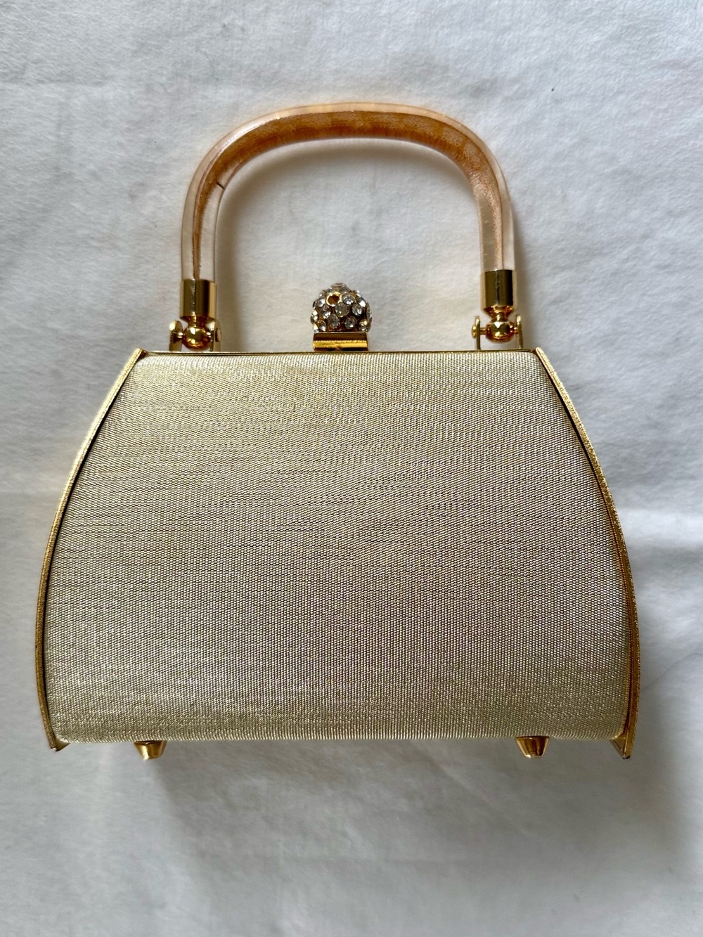 Gold Evening Handbag with Crystal Clasp